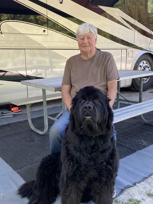 Pat Brown was diagnosed with prostate cancer and received treatement at Froedtert Pleasant Prairie Hospital. He is pictured above with his Newfoundland, Bailey.