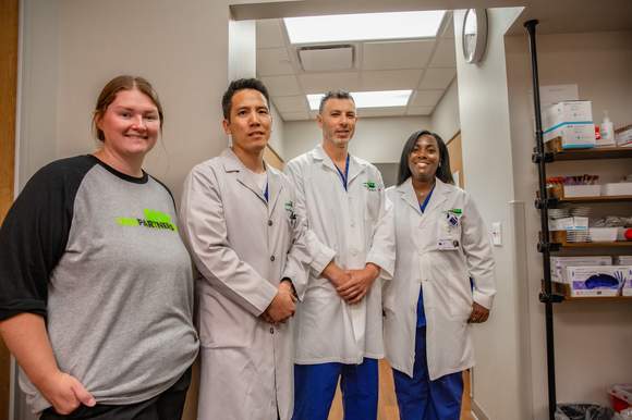 Part of the Froedtert Pleasant Prairie Hospital Urology Team Left to Right Theresa Harju, MA, Dr. Kim, Dr. Nelson, Akua Akuffo, APNP